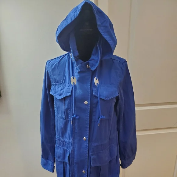 J.Crew Fatigue Hooded Jacket Cobalt blue Sz XS - Picture 3 of 9